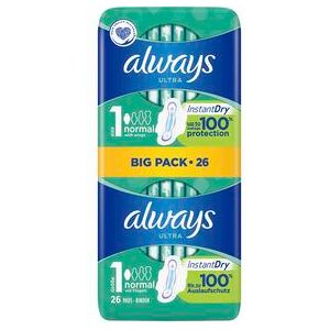 Always Ultra Pads Normal (Size One) - 26 Pack