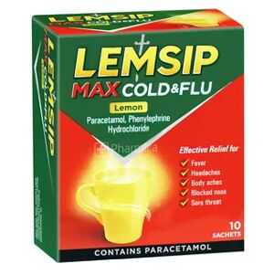 Lemsip Max Cold and Flu Lemon Sachets - 10 Sachets