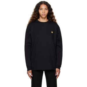 Carhartt Work In Progress Black Chase Long Sleeve T-Shirt  - Black/Gold - Size: Extra Small - female