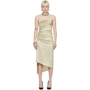 Rabanne Gold Ruched Midi Dress  - M042 Silver/Gold - Size: FR 34 - female