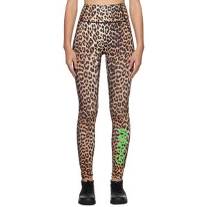 GANNI Brown Active Leggings  - 943 Leopard - Size: Medium - female