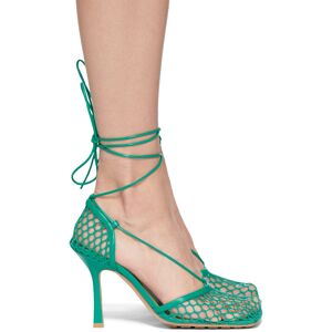 Bottega Veneta Green Stretch Web Heels  - 3227 Acid Turquoise - Size: 35.5