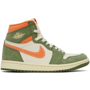 Nike Jordan Beige & Khaki Air Jordan 1 Retro High OG Sneakers  - Celadon/Sky J Olive - Size: US US 6 Women / US 4.5 Men - female