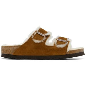 Birkenstock Brown Narrow Arizona Shearling Sandals  - Mink/Natural - Size: IT 40 - female