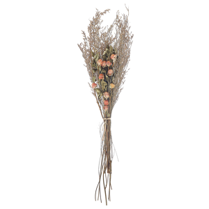 Beliani Dried Flower Bouquet Orange and Green Natural Dried Flowers 65 cm Wrapped in Brown Paper Natural Table Decoration Material:Dried Flowers Size:6x65x15