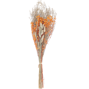 Beliani Dried Flower Bouquet Orange Natural Dried Flowers 65 cm Wrapped in Brown Paper Natural Table Decoration Material:Dried Flowers Size:8x65x15