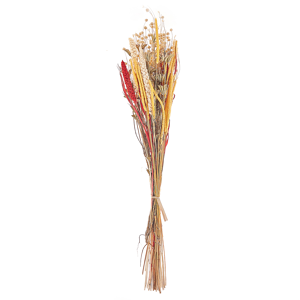 Beliani Dried Flower Bouquet Red and Yellow Natural Dried Flowers 65 cm Wrapped in Brown Paper Natural Table Decoration Material:Dried Flowers Size:10x65x15