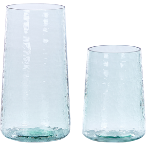 Beliani Set of 2 Vases Clear Glass Transparent Decorative Glass Home Accessory Material:Glass Size:12/12x25/17x12/12