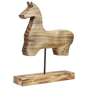 Beliani Decorative Figurine Light Paulownia Wood Stand Horse-Shaped Modern Material:Paulownia Wood Size:10x48x39