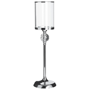 Beliani Candle Holder Silver Glass with Metal 58 cm Crystal Decor Material:Metal Size:16x58x16