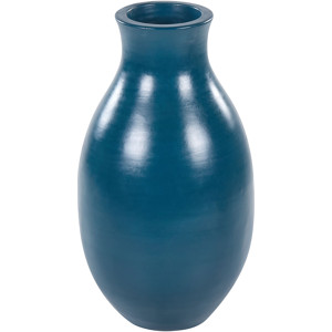 Beliani Decorative Vase Blue Terracotta Earthenware Floor Table Vase For Dried Flowers  Material:Terracotta Size:27x48x27