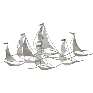 Beliani Wall Decor Boats Silver Metal Wall Art Modern Style Material:Metal Size:10x67x132