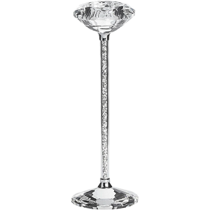 Beliani Candle Holder Silver Metal Glass Glam Material:Metal Size:8x23x8