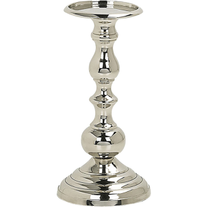 Beliani Candle Holder Silver Metal 24 cm Modern Decorative Accessory Elegant Living Room Accent Piece Material:Aluminium Size:12x24x12