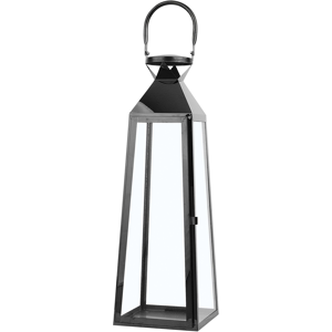 Beliani Metal Lantern Black Stainless Steel H 53 cm Tapered Pillar Candle Holder Material:Stainless Steel Size:17x53x17