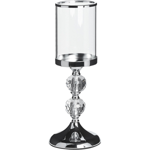 Beliani Hurricane Glass Candle Holder Clear 36 cm Crystal Stand  Material:Metal Size:13x36x13