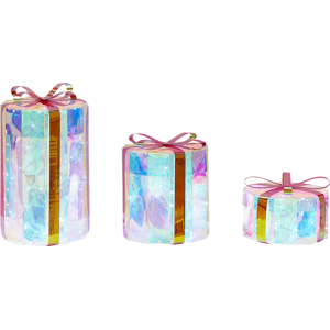 Beliani Set of 3 Outdoor LED Decoration Multicolour Metal 30 x 20 x 20 cm Christmas Gifts Presents Seasonal Accessory Garden Home Décor with Lights Material:Synthetic Material Size:20/20/20x30/20/10x20/20/20