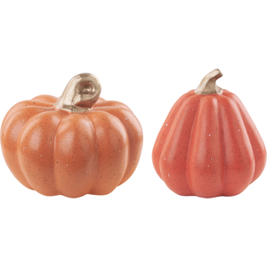 Beliani Set of 2 Decorative Figurines Pumpkins Orange Ceramic Handmade Tabletop Home Accessory Decoration Traditional Design Material:Ceramic Size:17/20x18x17/20