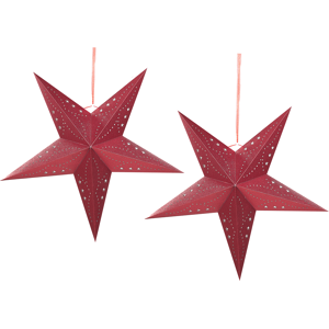 Beliani Set of 2 Star Lanterns Red Glitter Paper 60 cm Hanging Christmas Home Decororation Seasonal Festive  Material:Paper Size:18x60x60