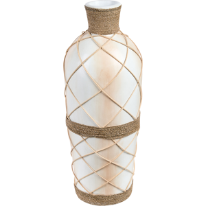 Beliani Decorative Floor Vase Beige Terracotta Stonewear Natural Style Rattan Braid Home Decor For Dried Flowers  Material:Terracotta Size:24x62x24