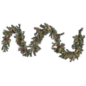 Beliani Artificial Christmas Garland Green Synthetic Material 270 cm with LED Lights Adjustable Twigs Material:Synthetic Material Size:10x20x270
