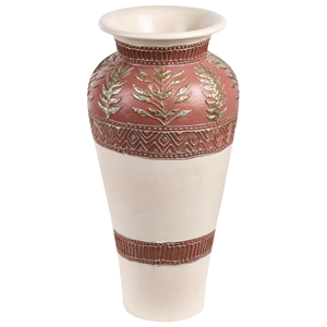 Beliani Decorative Floor Vase White and Brown Terracotta Stonewear Traditional Style Home Decor For Dried Flowers  Material:Terracotta Size:32x60x32