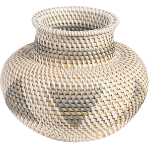 Beliani Decorative Vase White and Grey Rattan Handmade Natural Style Home Decor For Dried Flowers  Material:Rattan Size:24x22x24