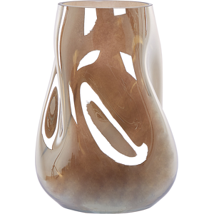 Beliani Flower Vase Golden Brown Glass 27 cm Semi-Transparent Decorative Irregular Shape Tabletop Home Decoration Modern Design Material:Glass Size:22x27x22