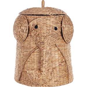 Beliani Wicker Elephant Basket Natural Water Hyacinth Woven Toy Hamper Child's Room Accessory Material:Water Hyacinth Size:50x68x50