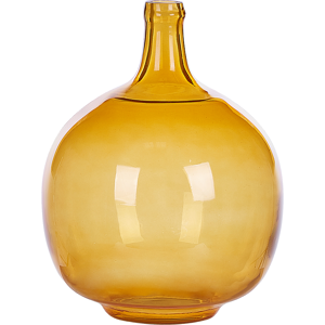 Beliani Vase Orange Glass 34 cm Handmade Decorative Round Bud Shape Tabletop Home Decoration Modern Design Material:Glass Size:23x34x23