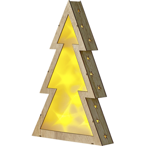 Beliani Decorative Figurine Light Poplar Wood LED Lights Home Decor Christmas Tree Scandinavian Design Material:Poplar Wood Size:5x35x22