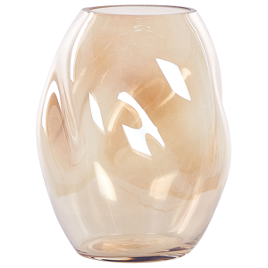 Beliani Flower Vase Orange Glass 20 cm Decorative Tabletop Home Decoration Modern Design Material:Glass Size:16x20x16