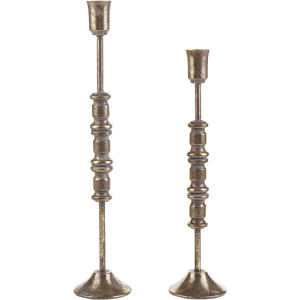 Beliani Set of 2 Candle Holders Golden Metal Two Sizes Candle Sticks Classic Material:Metal Size:13x63/49x13