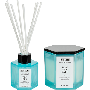 Beliani Set of Scented Candle and Fragrance Stick Diffuser Pink 100% Soy Wax Cotton Wick Glass Fruity Sage Sea Salt Material:Soy Wax Size:7x9x7