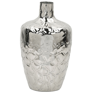 Beliani Flower Vase Silver Metal 33 cm Decorative Waterproof Modern Living Room Glamour Accent Piece  Material:Aluminium Size:19x33x19