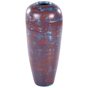 Beliani Decorative Vase Brown and BlueTerracotta Earthenware Faux Aged Distressed Finish Natural Style For Dried Flowers  Material:Terracotta Size:24x59x24