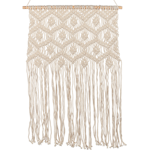 Beliani Macramé Wall Hanging Beige Cotton Handmade Décor Decoration Boho Style Living Room Bedroom Kids Room Material:Cotton Size:1x102x56