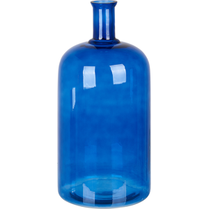 Beliani Flower Vase Blue Glass 45 cm Handmade Decorative Bottle Shape Tabletop Home Decoration Modern Design Material:Glass Size:21x45x21