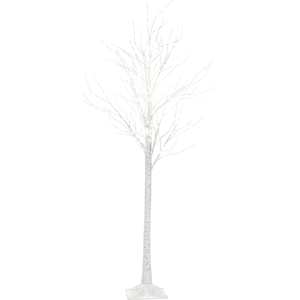 Beliani Outdoor LED Christmas Tree White Metal 190 cm Decoration Seasonal Home Garden Décor with Lights Material:Iron Size:40x190x40