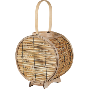 Beliani Lantern Natural Rattan 30 cm with Glass Candle Holder Boho Style Accessory Decoration Indoor Material:Rattan Size:20x30x28