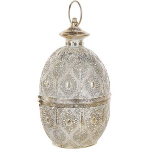 Beliani Lantern Gold Metal 34 cm with Glass Candle Holder Oriental Openwork Egg Material:Metal Size:19x34x19