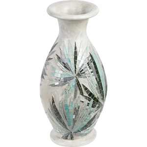 Beliani Decorative Vase Off-white Terracotta Stonewear Natural Style Mosaic Home Decor For Dried Flowers  Material:Terracotta Size:33x53x33