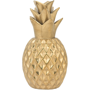 Beliani Decorative Figurine Gold Ceramic Pineapple Statuette Ornament Glamour Style Decor Accessories Material:Ceramic Size:12x23x12