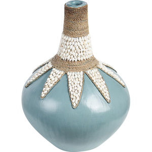 Beliani Decorative Vase Blue Terracotta 43 cm Handmade Rustic Pattern Boho Home Accessories Material:Terracotta Size:33x43x33