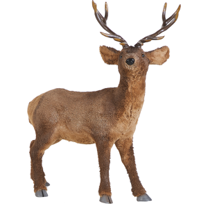 Beliani Decorative Figurine Brown Faux Fur Christmas Decoration Reindeer 68 cm Living Room Decor Material:Faux Fur Size:55x68x30