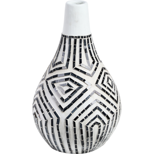 Beliani Decorative Vase Black and White Terracotta Stonewear Natural Style Home Decor For Dried Flowers  Material:Terracotta Size:38x50x38