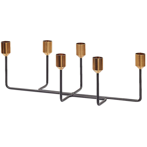 Beliani Candle Holder Black and Gold Metal Stand for 6 Candles Modern Decoration Material:Metal Size:16x12x36