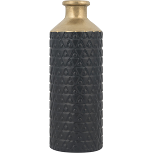 Beliani Decorative Table Vase Black with Gold Stoneware 39 cm Material:Stoneware Size:14x39x14