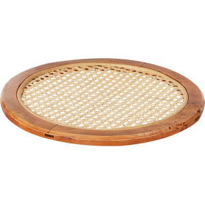 Beliani Decorative Tray Light Natural Rattan Ash Wood Viennese Braid Boho Trinket Jewellery Dish Woven Home Accessory Material:Rattan Size:40x3x40