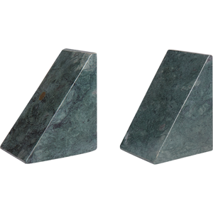 Beliani Set of 2 Bookends Green Marble Minimalist Boho Home Decorations Book Holders Material:Marble Size:10x13x8